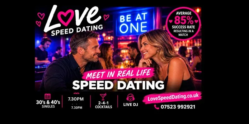 Speed Dating Singles Night Ages 30's & 40's Birmingham at Be At One Birmingham