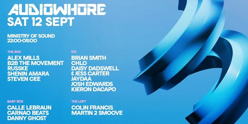 Audiowhore | Ministry Of Sound 🌍 Saturday 12th Sept | House / Tech 🎧 at Ministry of Sound