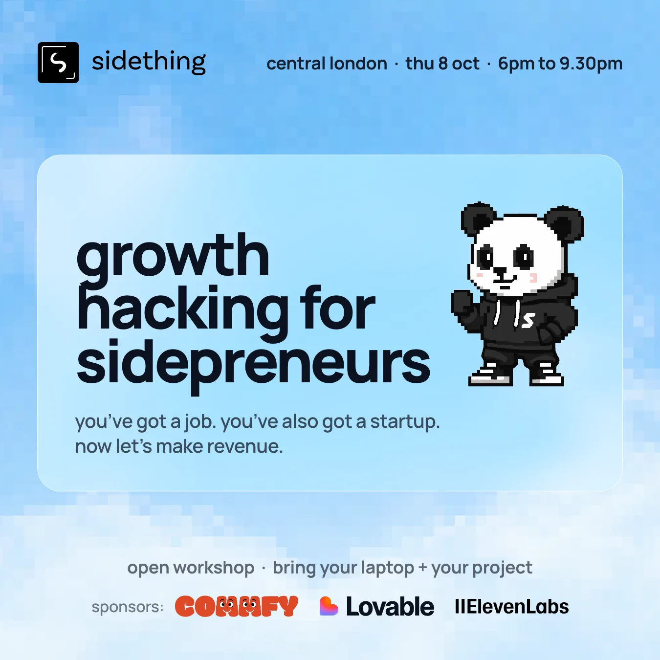 growth hacking workshop + build evening for sidepreneurs at Central London