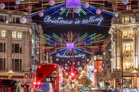 London Christmas Lights Afternoon Tea Bus Tour on the Upper Deck for Two
