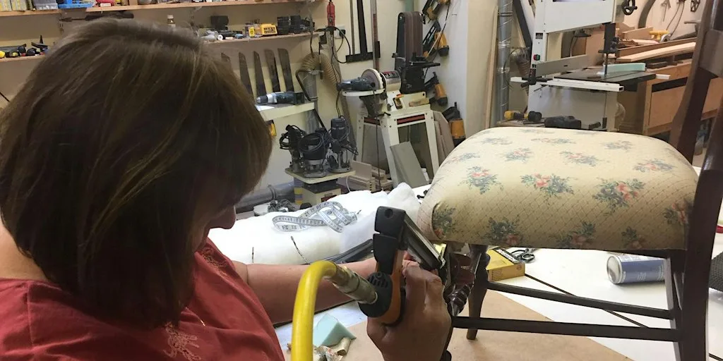 Day course - Beginner's upholstery - strip, pad and cover a dining chair at The Great British Woodshop