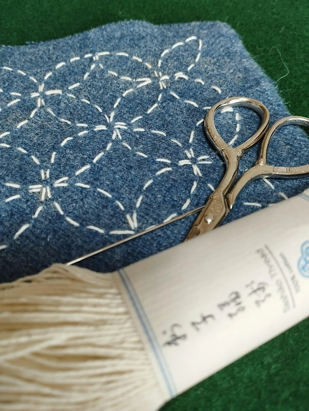 Japanese sashiko stitching workshop using templates and creating patterns