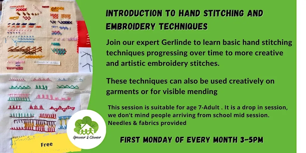 Introduction to Hand Stitching and Embroidery at The Hub, The Glades, Bromley