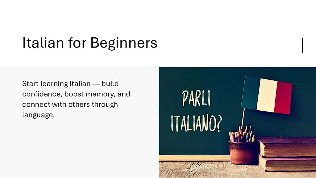 Italian for Beginners - Bury St Edmunds at University Studies at West Suffolk College