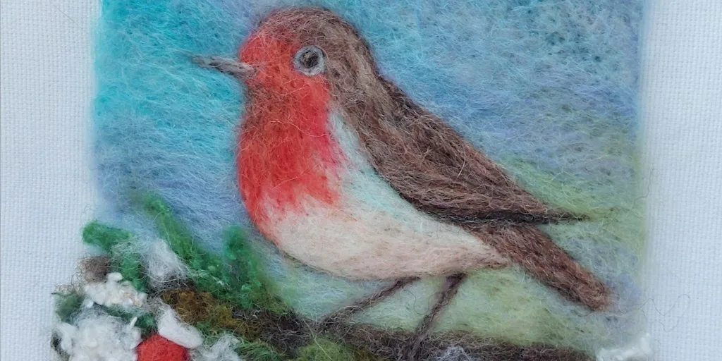 Winter Robin Needle Felted Picture