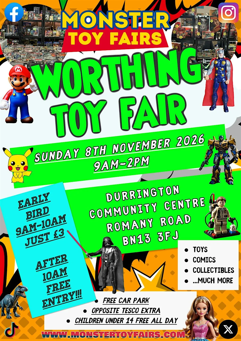 Worthing Toy and Comic Fair - Sunday 8th November 2026 at Durrington Community Centre