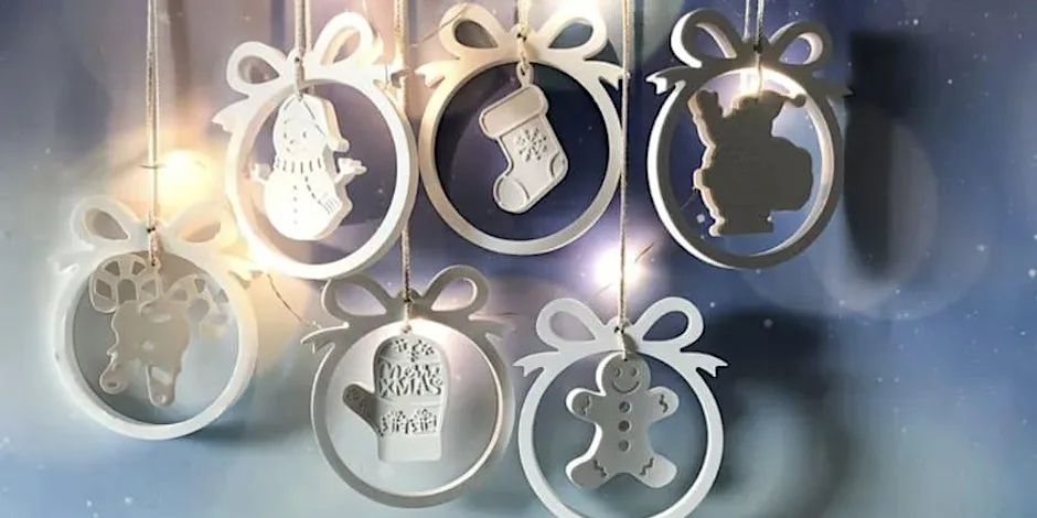 Jesmonite Christmas Decorations -Zuna Cafe (Formerly Zen Den) Spennymoor at Zen Den Wellbeing Coffee Lounge