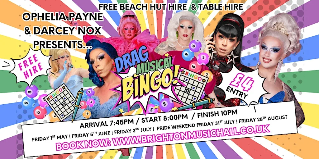 Brighton’s favourite musical bingo drag night is back! £4 at Brighton Music Hall