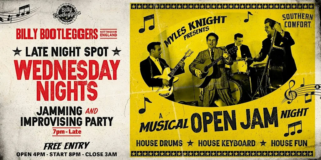 A Musical Open Jam Night - Open To All at Billy Bootleggers Nottingham (formerly Percy Picklebackers)