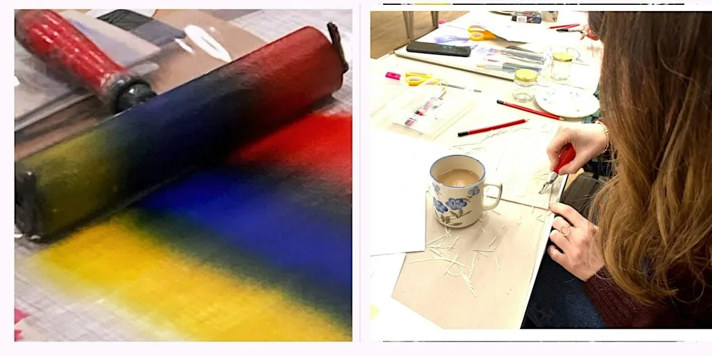 Creative Geli Plate & Lino printing Painting & Cards at A6 Garstang Rd