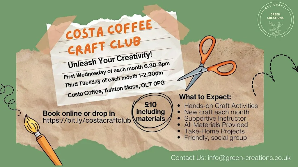 Monthly Late Crafternoon - Costa Coffee and Craft Session at Costa coffee Ashton Moss