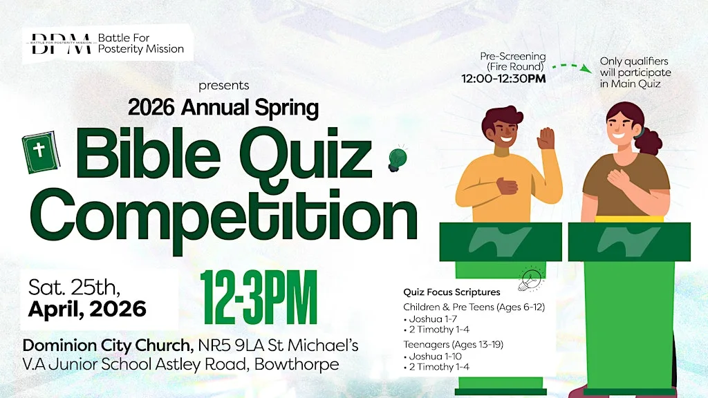 BPM Annual Winter Bible Quiz Competition '26 at RCCG Holy Ghost Zone Norwich