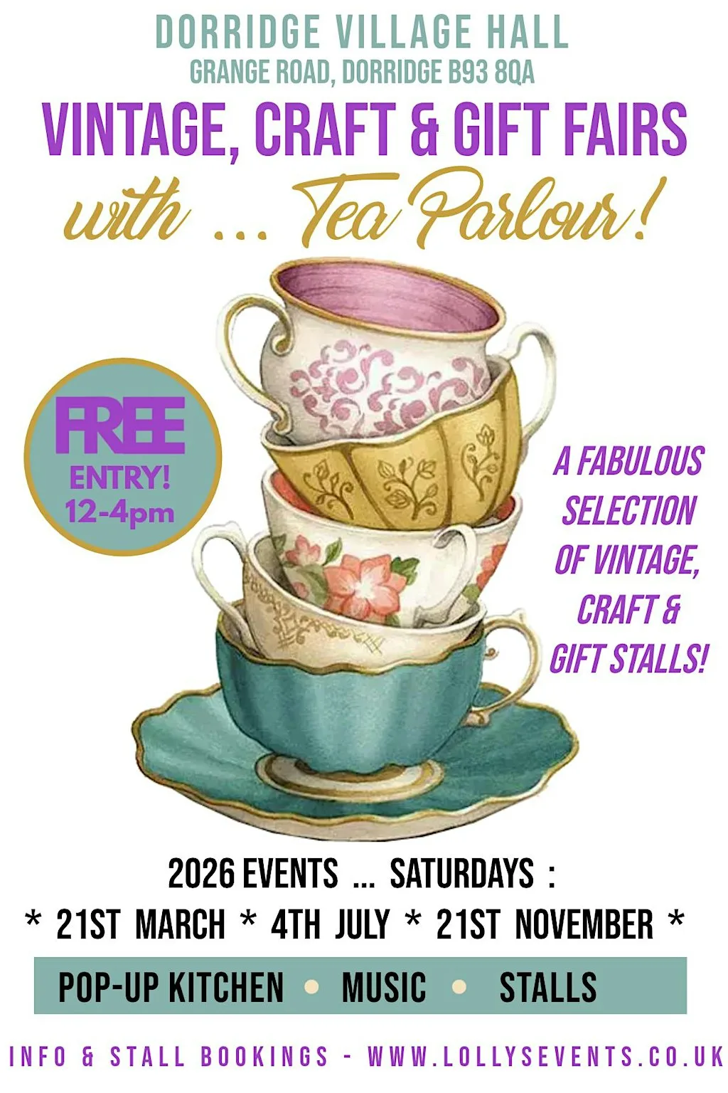Craft & Vintage Fairs | Pop-up Caribbean Kitchen | Dorridge, Solihull at Dorridge Village Hall