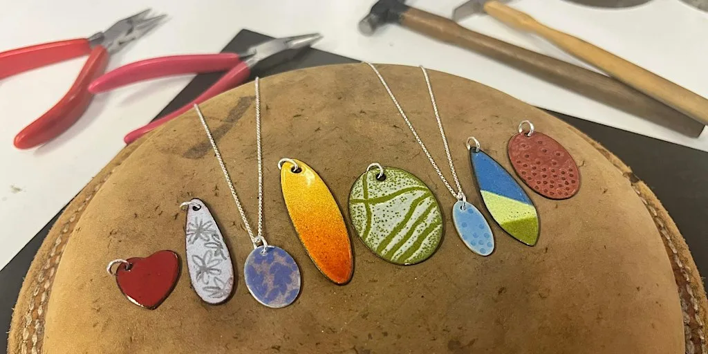 Kiln Enamelled Pendants and Earrings at 15 Chapel Ln