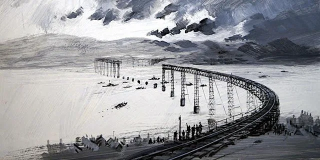 Tay Bridge Disaster, McGonagall , Captain Scott and other stories. at Discovery Point , Dundee in front of RRS Discovery.