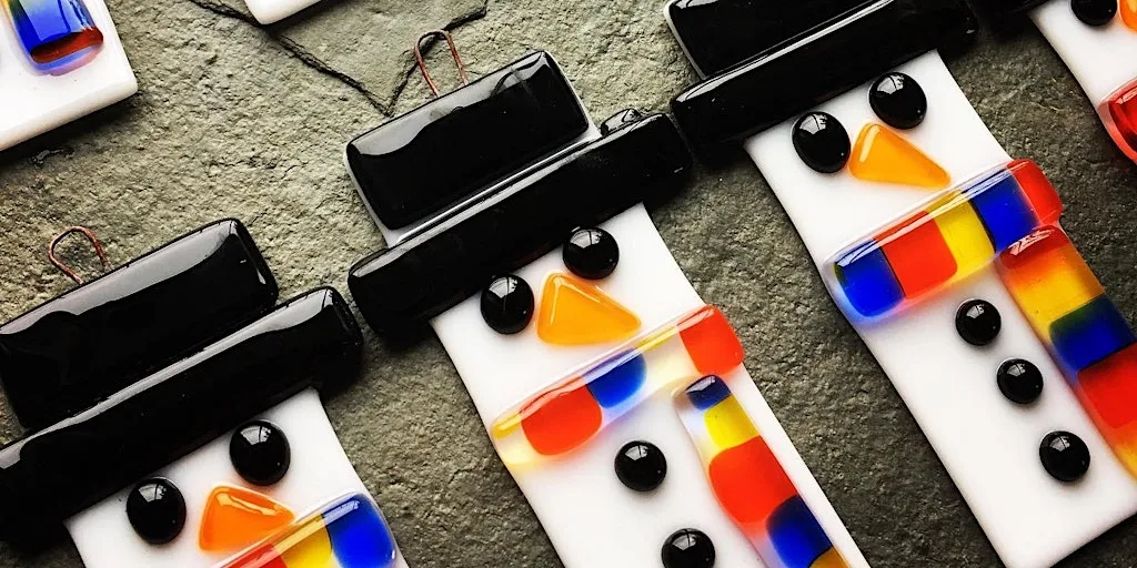 Fused Glass Christmas Decorations day course Rainbow Glass Studios London at Rainbow Glass Studios