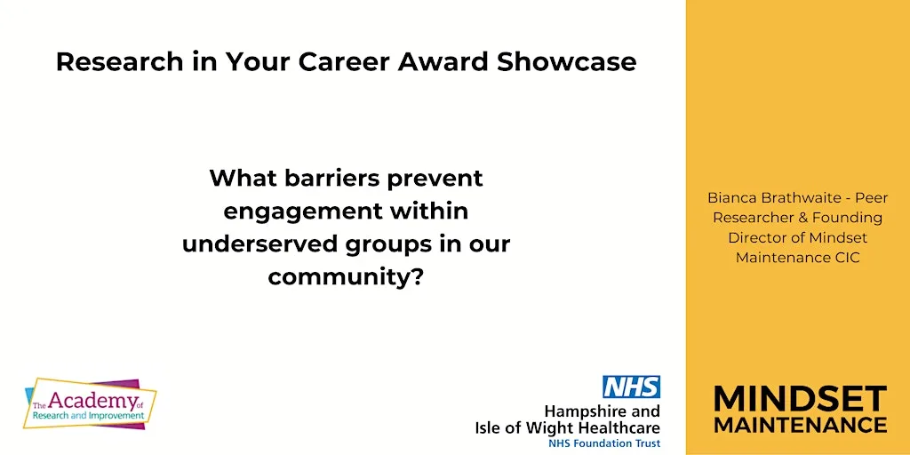 Research Showcase – Barriers to Engagement in Underserved Groups at Spark Community Space, The Pompey Centre, Fratton