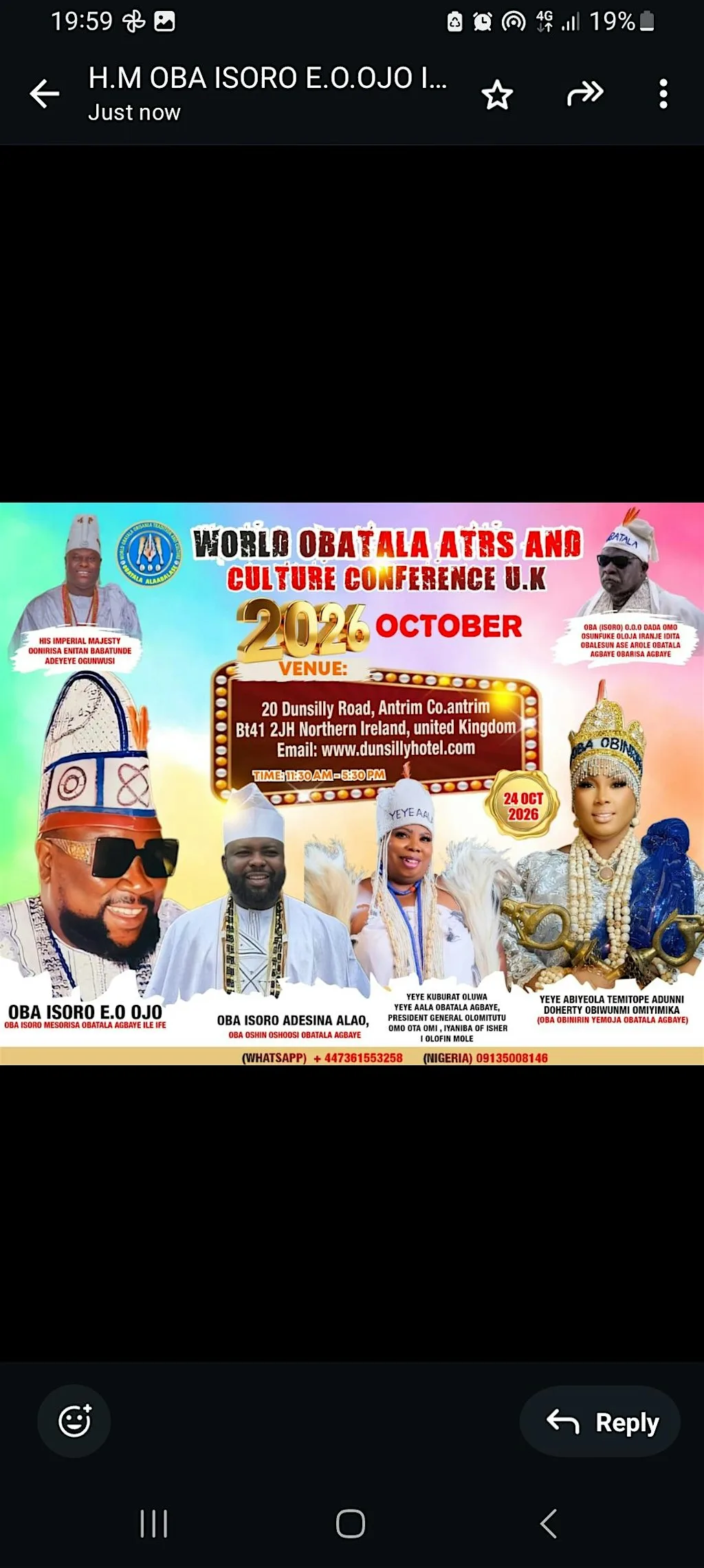 WORLD OBATALA ARTS AND CULTURE CONFERENCE U.K