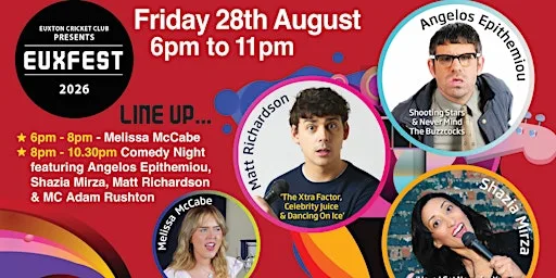 Euxfest 2026 Comedy & Music Festival at Euxton Cricket Club at Euxton Cricket Club