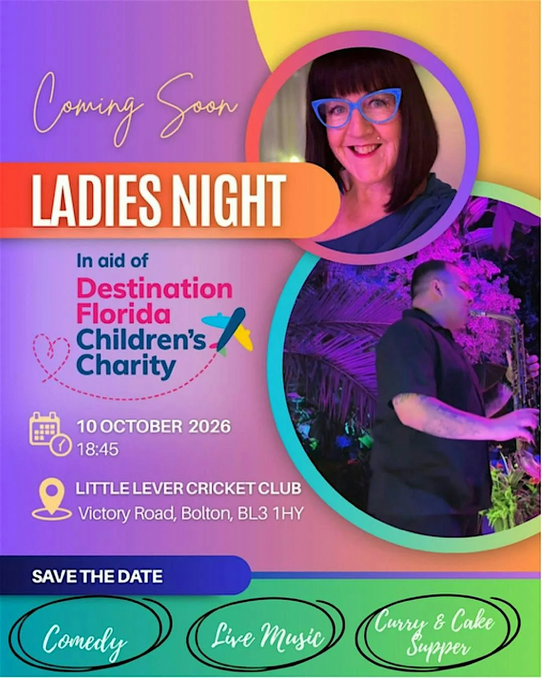 Ladies Night in aid of Destination Florida Children's Charity at Little Lever Cricket Club