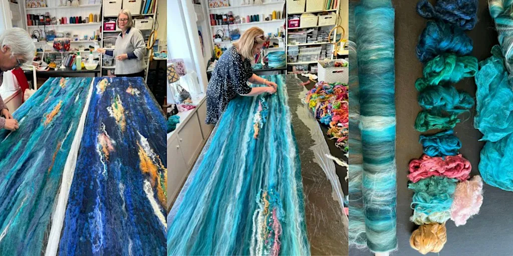 Cobweb Scarf: Wet Felting at Wool&silk Art studio