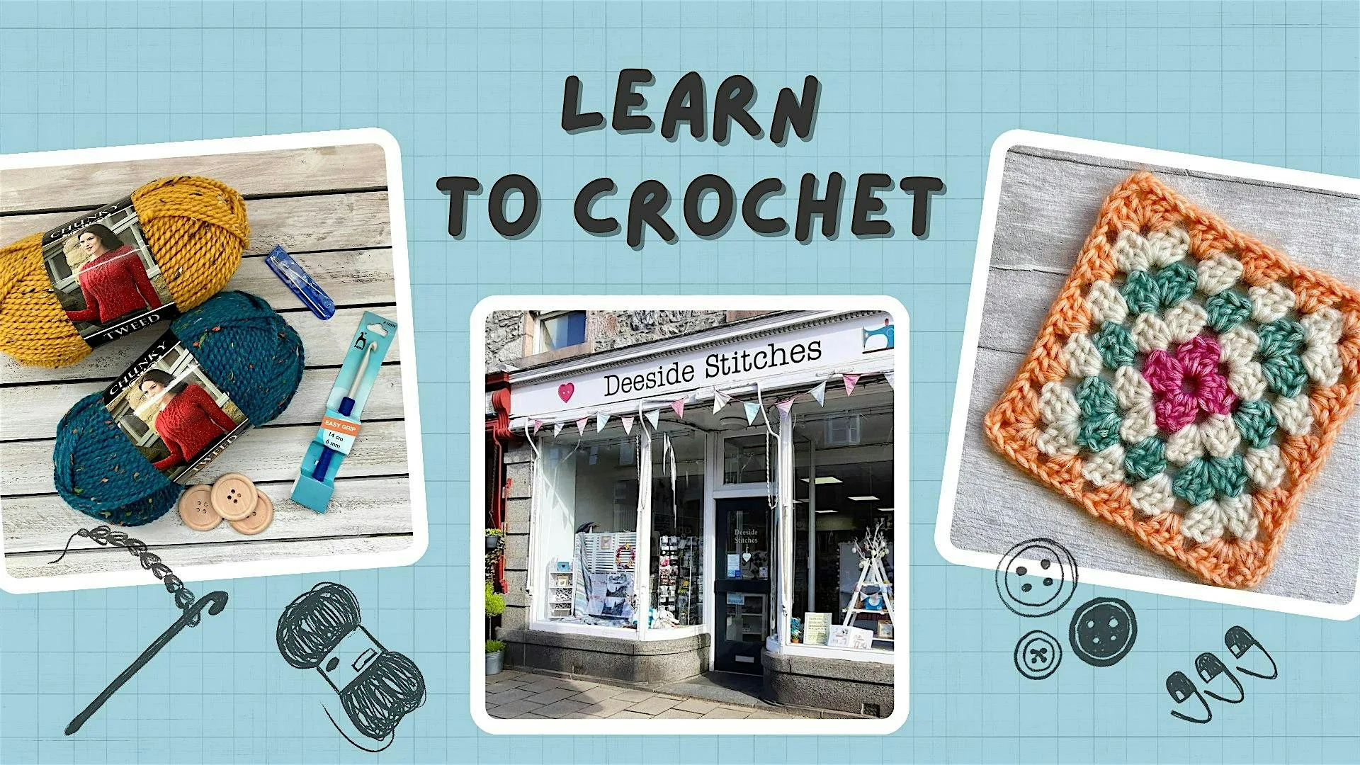 Learn to Crochet: 2 session Saturday morning class (Banchory) at Deeside Stitches