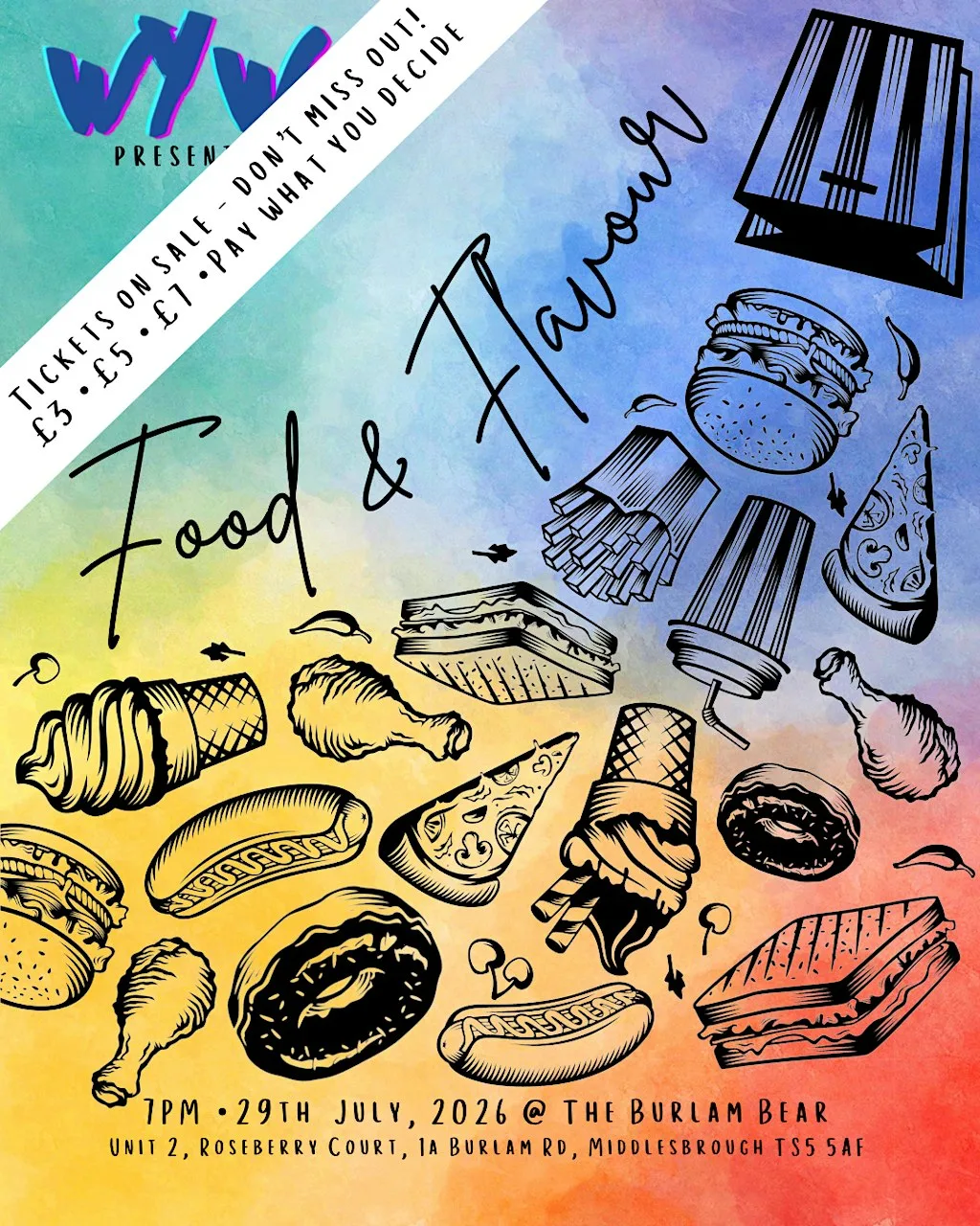 WYW Tees Events: Open Mic Night // Food & Flavour at The Burlam Bear