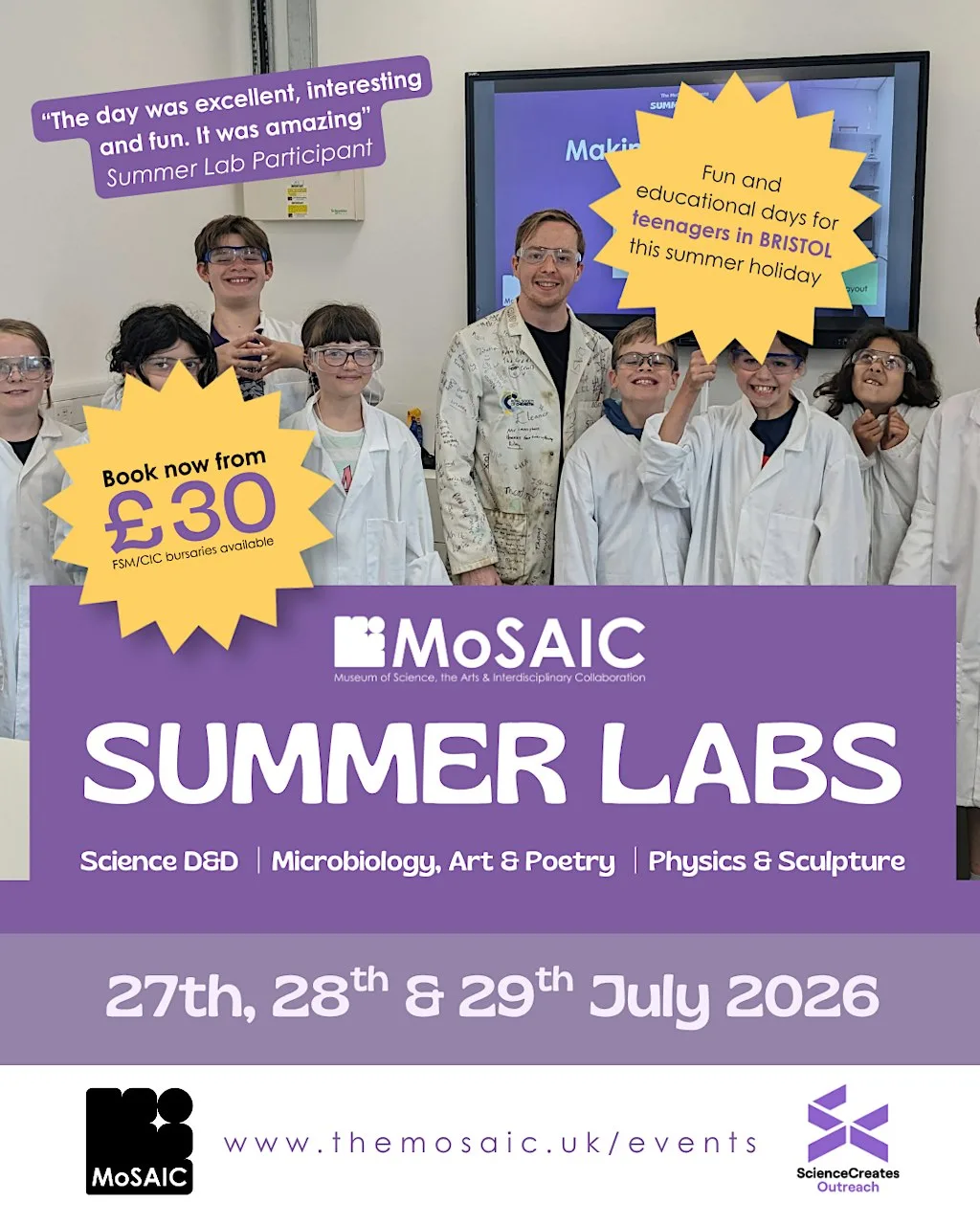 Summer Labs: Day 2 Microbiology , Visual Art and Poetry (Tues 28th) at Science Creates - Old Market