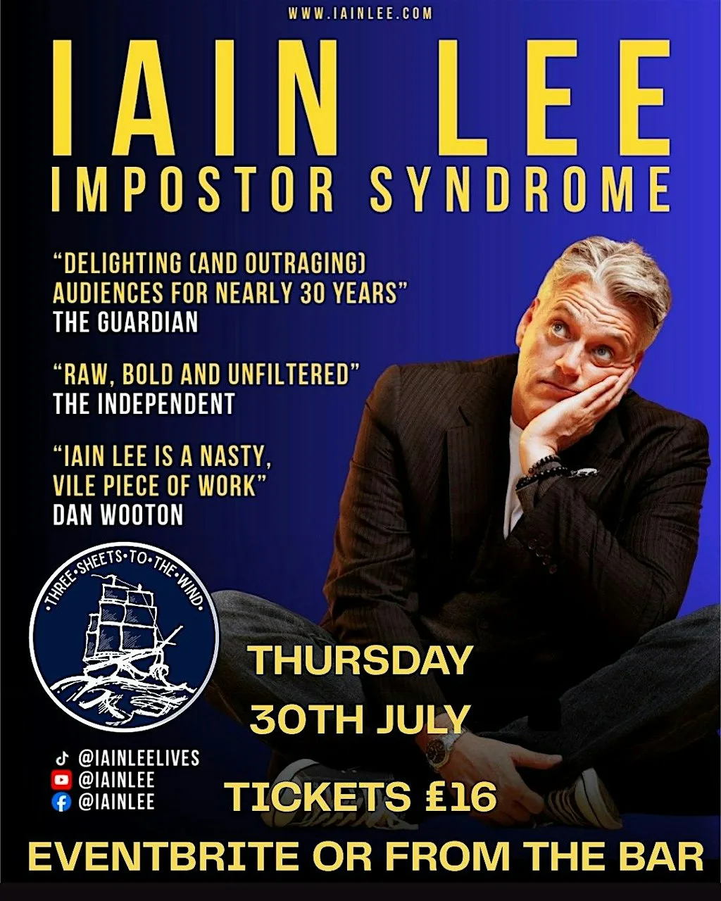 IAIN LEE LIVE @ THREE SHEETS at Three Sheets to the Wind