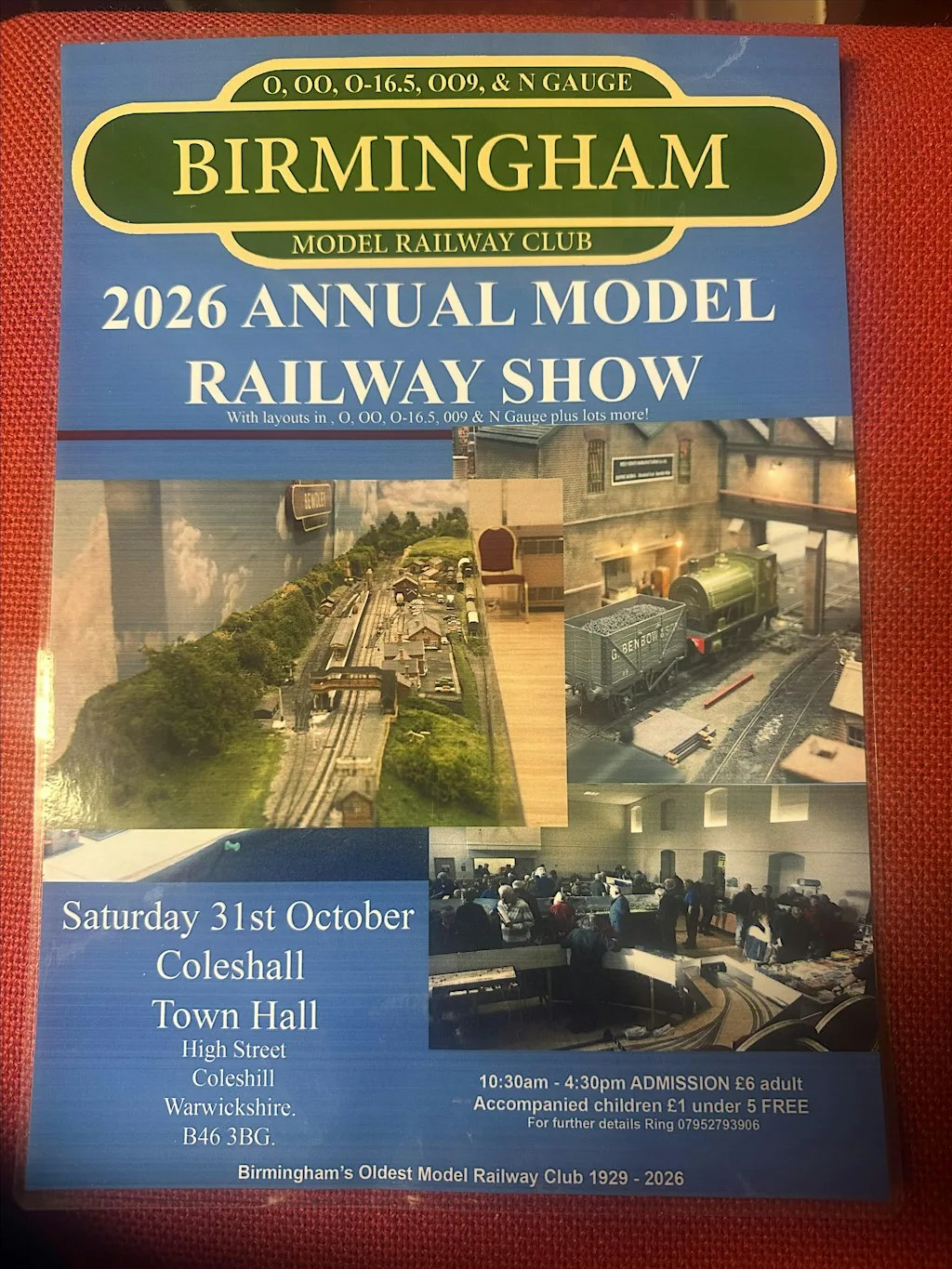 Birmingham model railway club 2026 exhibition at Coleshill Town Hall