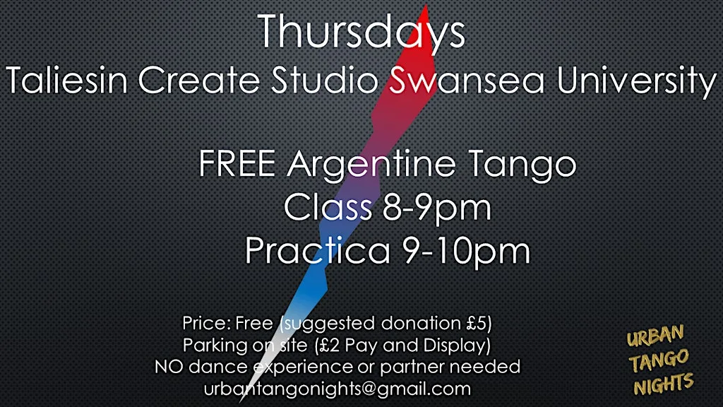 FREE Argentine Tango Classes in Swansea on Thursdays at Taliesin Arts Centre