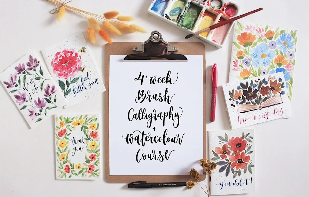 4 Week Brush Calligraphy and Watercolour Course - August 2026 at Starling Studio
