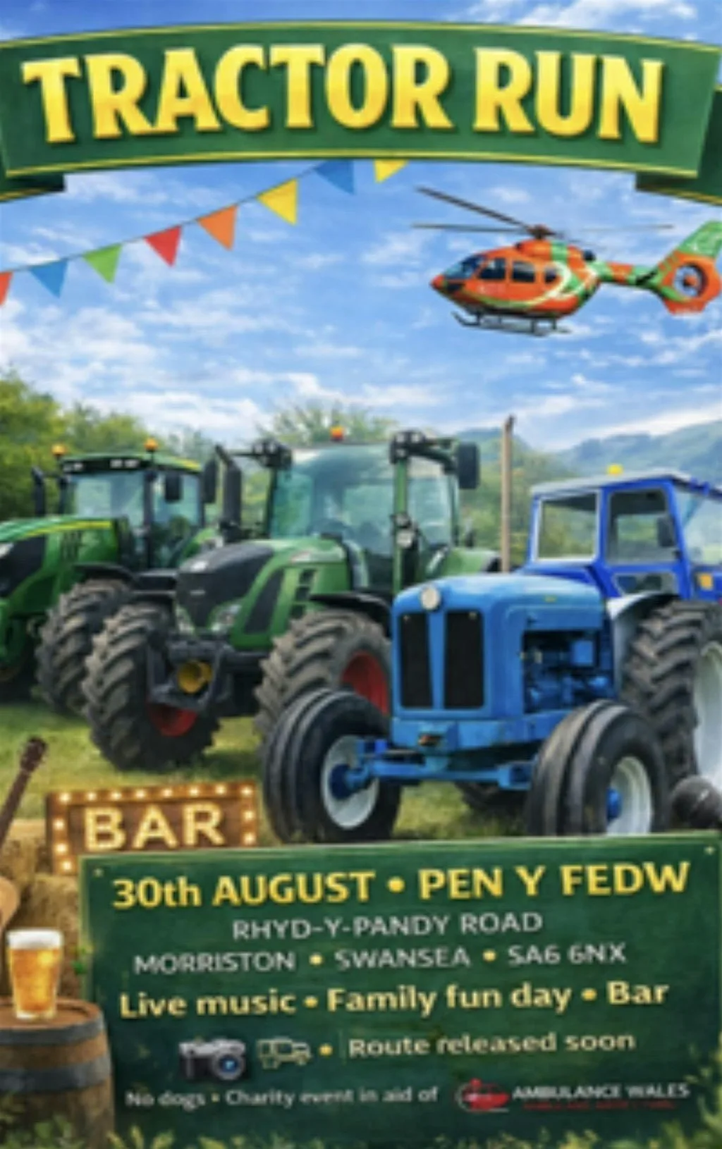 Charity Tractor Run /Family Fun Day.Air ambulance wales