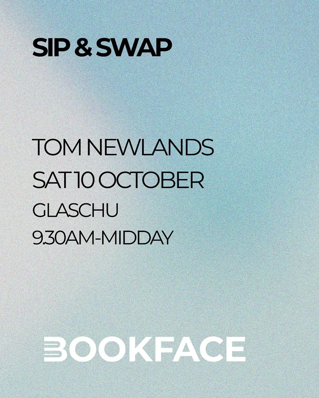 Bookface Sip & Swap with Tom Newlands at Glaschu at Glaschu Restaurant & Bar