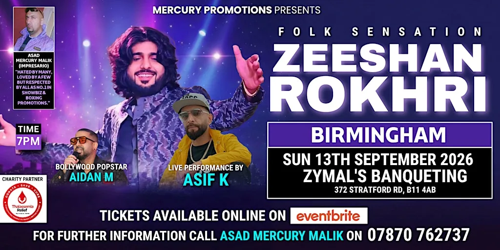 Zeeshan Rokhri | Live in BIRMINGHAM | 2026 at Zymal’s Banqueting Suite