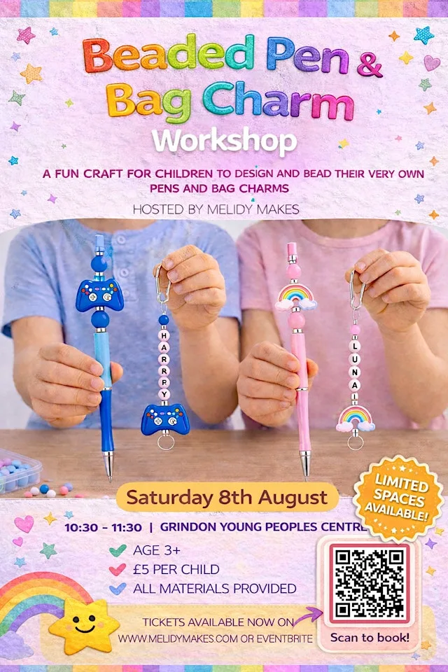 KIDS CRAFT WORKSHOP - BEADED PEN AND BAG CHARMS at Grindon Young Peoples Centre