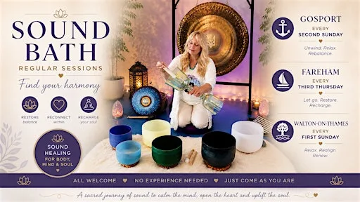 Gosport Gemstone Sound bath with Gongs, Crystal and Alchemy singing bowls at Cooperage Green