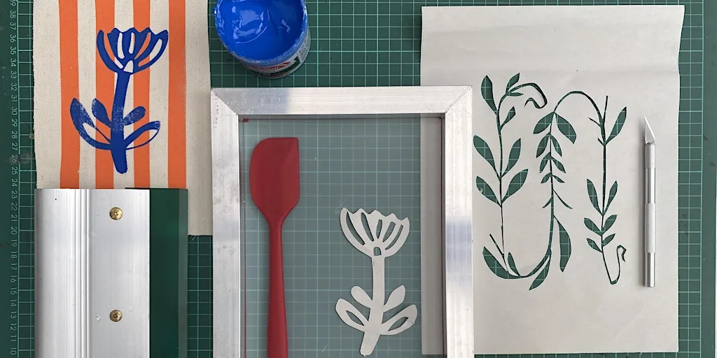 Screen printing with stencils: Creative mini prints at Sunny Bank Mills Gallery