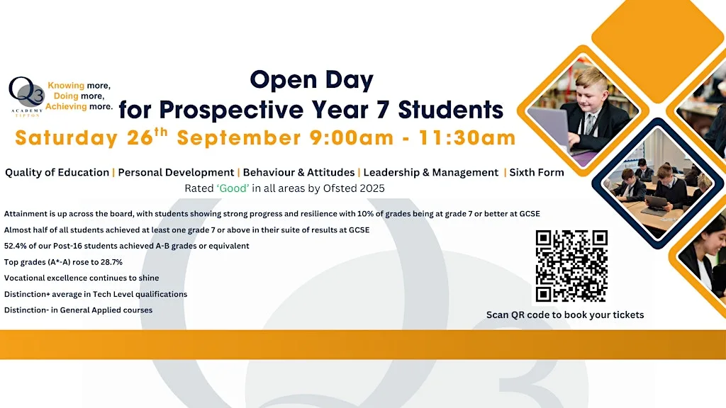 Q3 Academy Tipton Open Day - Saturday 26th September 2026 at Q3 Academy Tipton