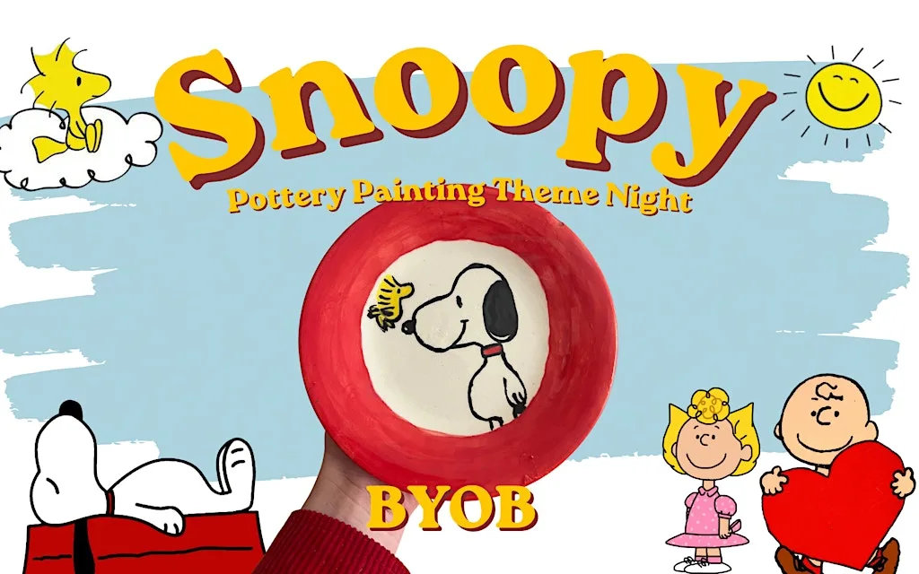 Snoopy Themed Pottery Painting Night at 32 Botanic Ave