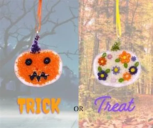 Fused Glass Trick or Treat Pumpkin at Chirpy