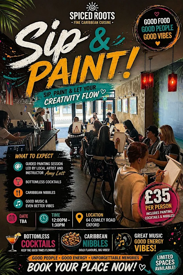 Sip & Paint at Spiced Roots | Caribbean Brunch Experience at 64 Cowley Rd