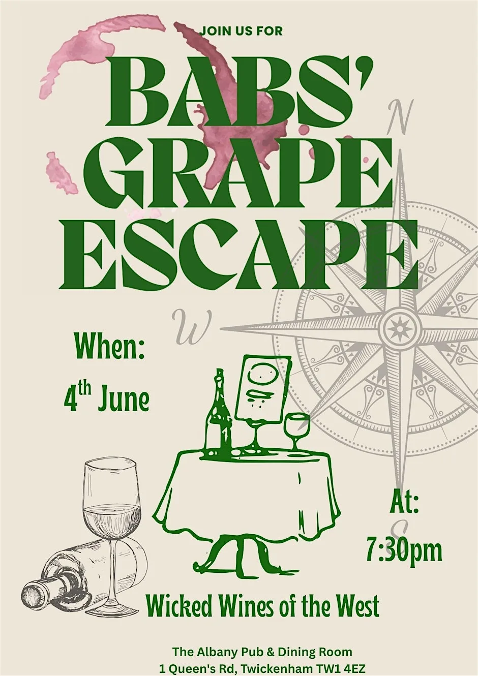 Babs' Grape Escape: Extracts from the East at The Albany Pub & Dining Room