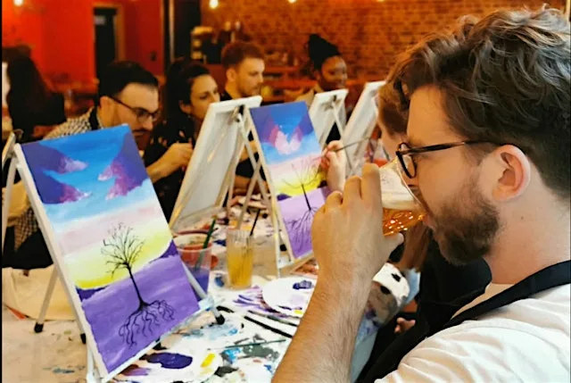 Sunset Sip & Paint at Grandbies coffee house and boutique