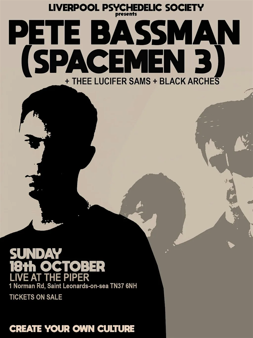 Pete Bassman (Spacemen 3) + Thee Lucifer Sams + Black Arches at The Piper