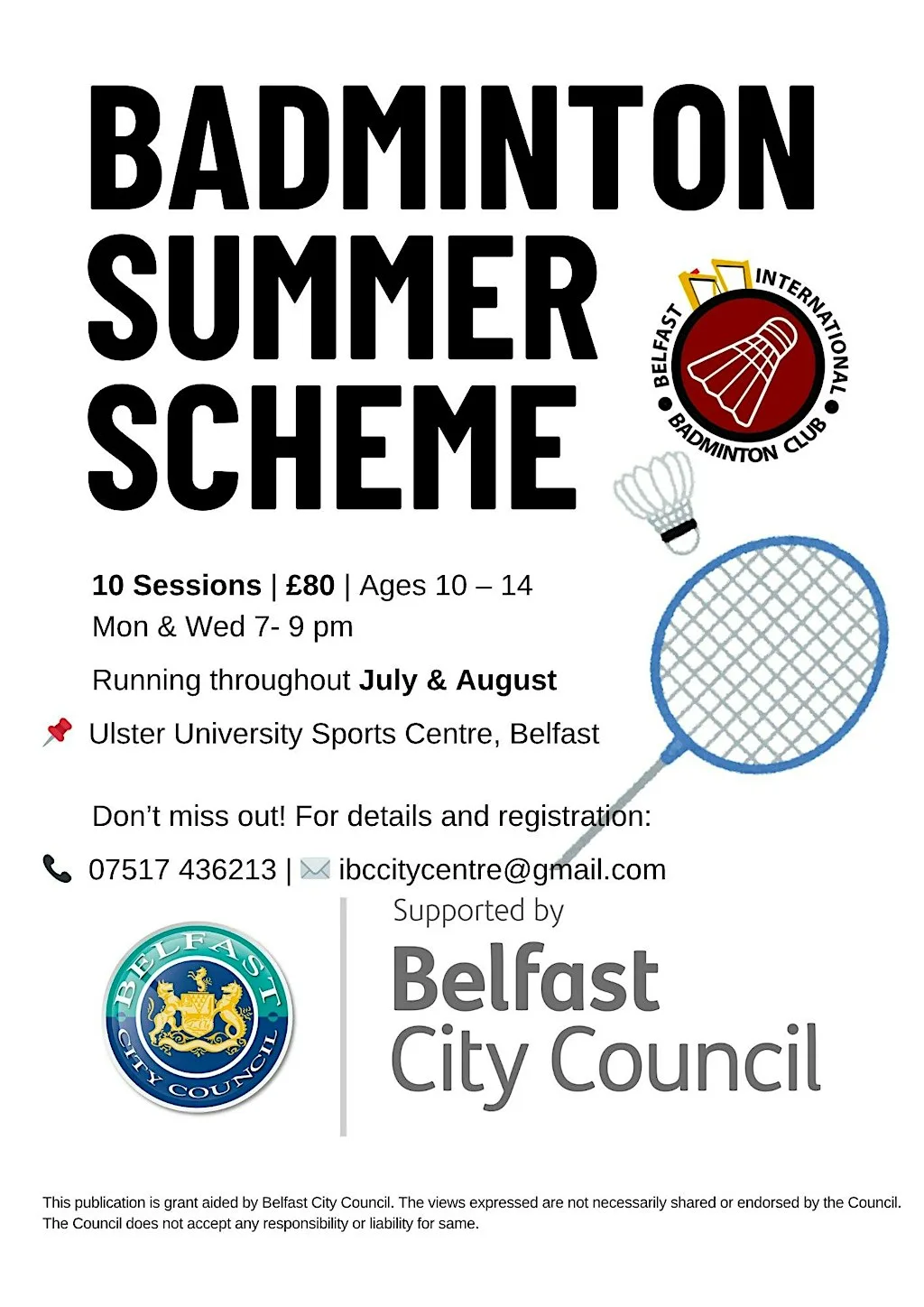 Junior Badminton Summer Scheme at International Badminton Club Belfast