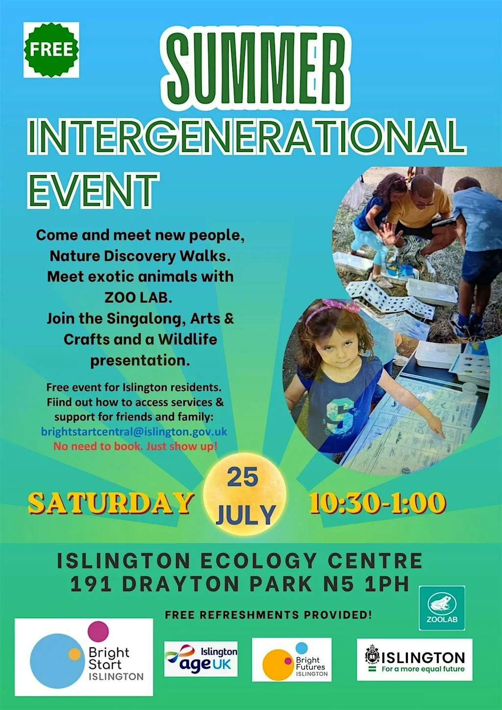 SUMMER FAMILY AND ALL AGES EVENT! (FREE) at Islington Ecology Centre