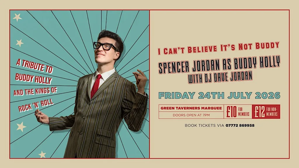 Spencer Jordan as Buddy Holly at Green Taverners