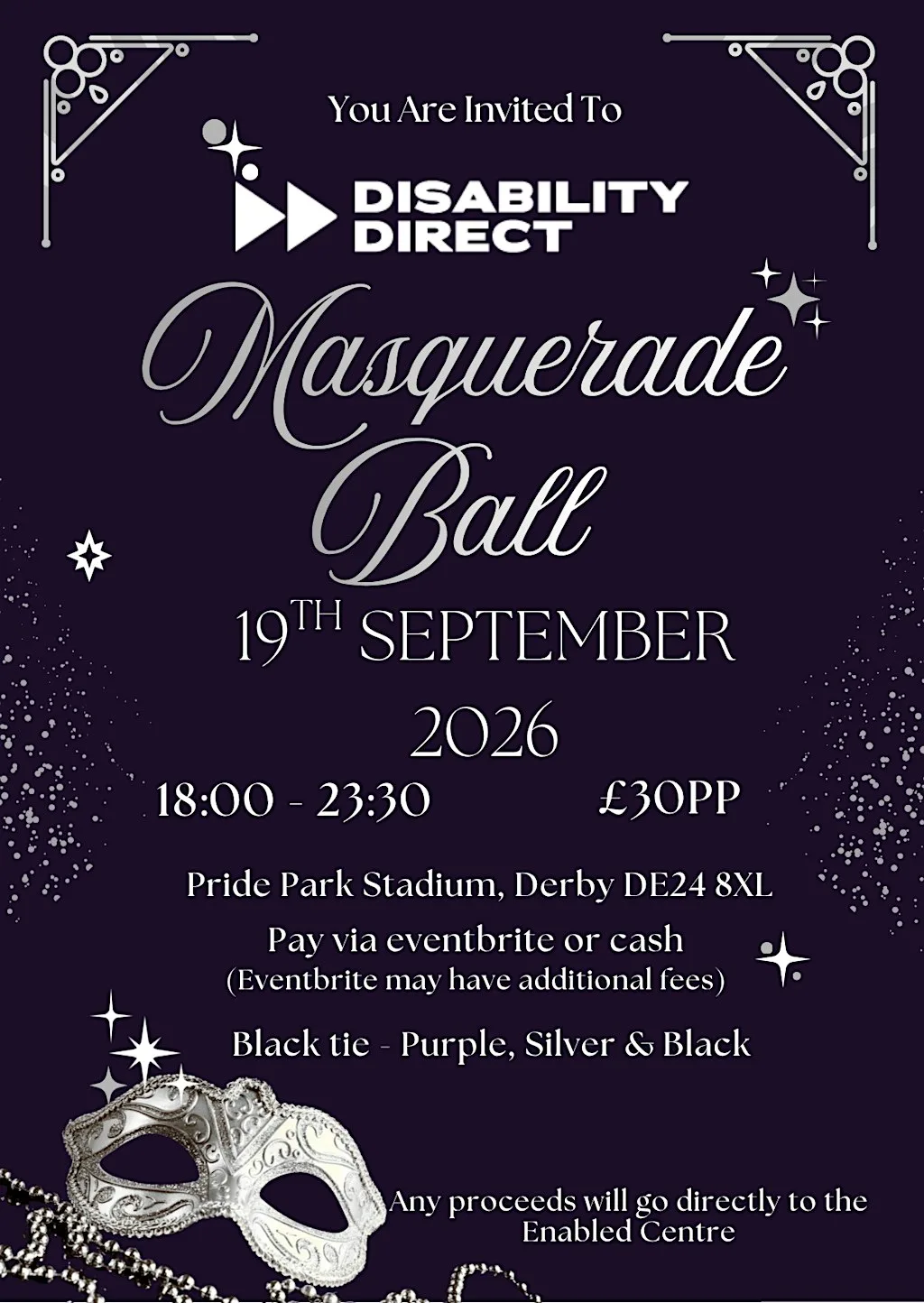 Disability Direct Masquerade Charity Ball at Pride Park Stadium
