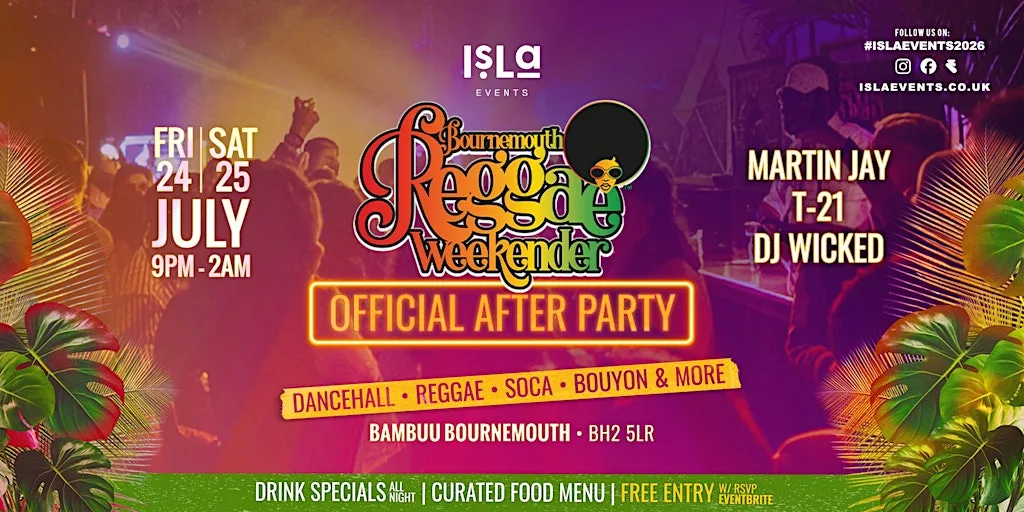 Bournemouth Reggae Weekender 2026 Official After Party at Bambuu